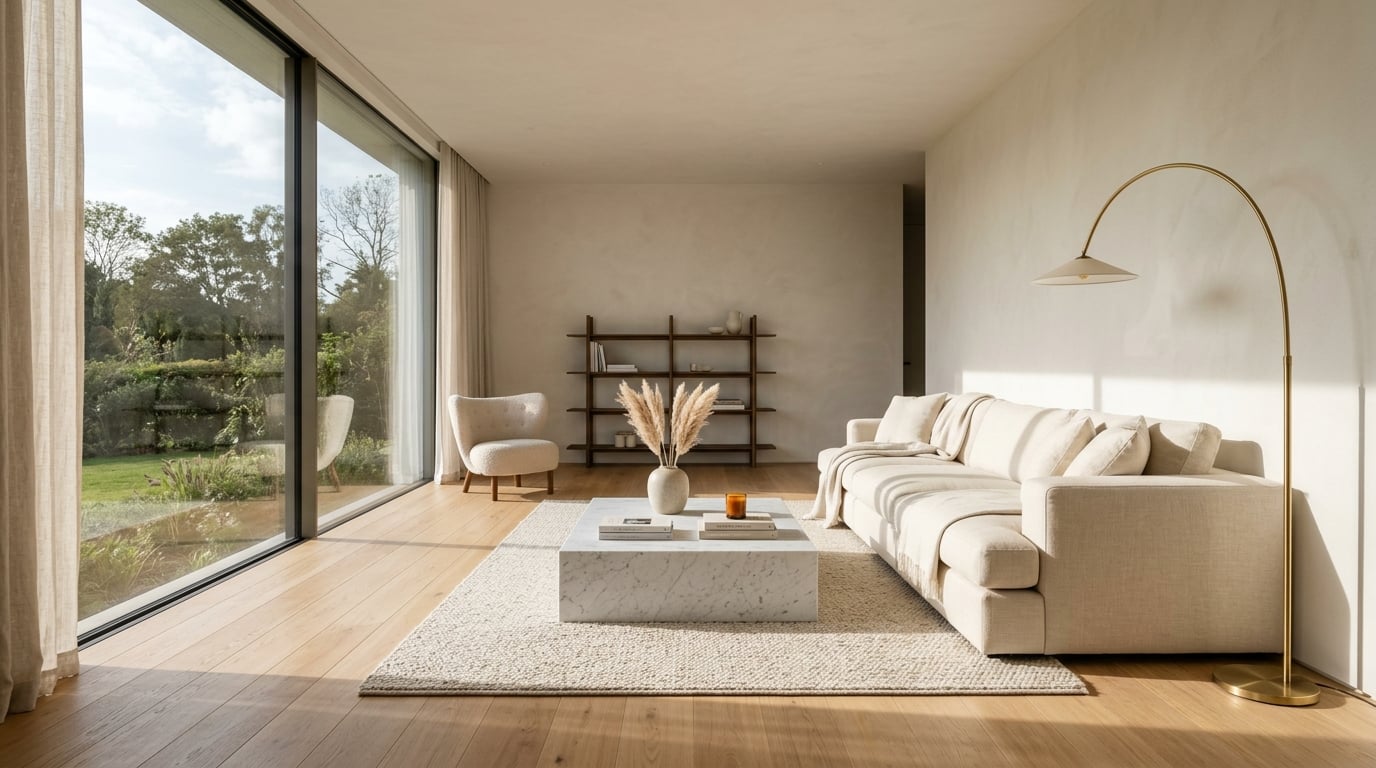 Luxurious minimalist living room interior design by 2K3D