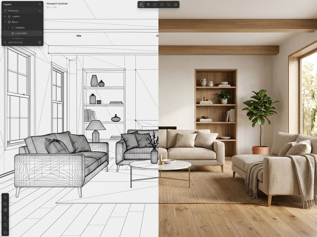 3D interior visualization for a design project by 2K3D